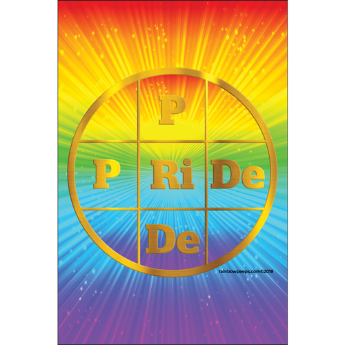 PRIDE Exclusive Original Design Gold Letters On Rainbow Colors Background Poster