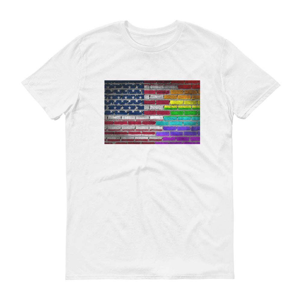 USA & LGBT PRIDE FLAGS UNISEX T SHIRT